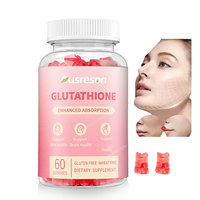 Complément alimentaire en gommes de collagène végétalien halal à la fraise, enrichi en vitamines, pour éclaircir la peau, avec L-glutathion et collagène, pour peaux noires
