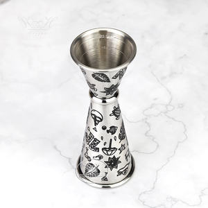 Tiki Etching 1/2oz Bar Jigger Acero inoxidable Bartender Cóctel Taza medidora <span class=keywords><strong>Whisky</strong></span> Measure Jigger japonés de doble cara - Product Image 3