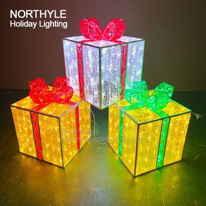 Escultura de Iluminación LED 3D con Motivos Navideños/Halloween, Juego de Cajas de Regalo de PVC, IP65 Impermeable, para Decoraciones Navideñas y de Paisajes - Product Image 1