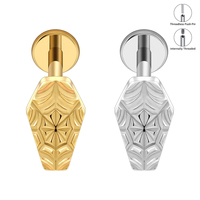 Pendientes de Titanio con Diseño de Telaraña para Cartílago, Daith, Labio y Hélix, ASTM F136, Accesorios de Moda para Halloween, Joyería