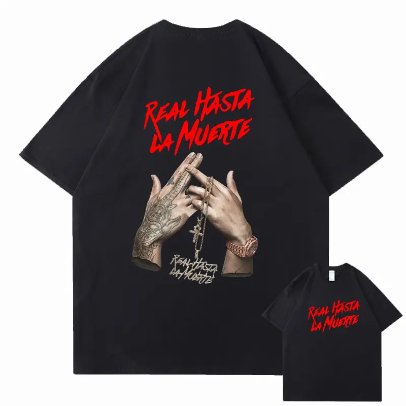 Estilos populares personalizados Real Hasta La Muerte rapero Anuel camiseta hombres mujeres de gran tamaño verano manga corta moda algodón camisetas