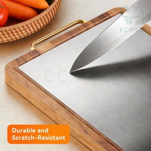Tablas de Cortar de Madera de Acacia de Doble Cara, Aptas para Alimentos, con Ranura para Jugos, de Titanio - Product Image 3