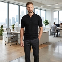 Pull-over en maille pour homme Jny Odm & Oem de haute qualité, à manches courtes, coupe ajustée, motif fantaisie, pour le printemps et l'été