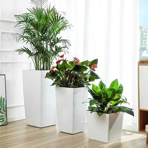 Plastic Macetas BRICE Gardening Wholesale Decorative Large White Modern Square Self-watering Stackable Plastic Flower Pot Macetas Para Plantas