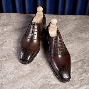 Zapatos de Fiesta Italianos Hechos a Mano para Hombre, con Punta Cuadrada y Cordones, Resistentes al Desgaste, Transpirables, Antideslizantes, Ligeros, Formales para Negocios, Estilo Brogue - Product Image 5