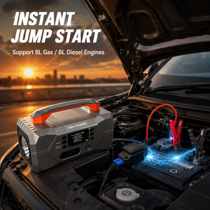 Kit d'outils d'urgence robuste 2500A pour voiture/camion, écran couleur 6-en-1, booster de batterie 10000mAh, 8L essence, 6L diesel, batterie externe PD 100W - Product Image 2