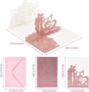 Carte d'invitation de mariage 3d personnalisée, découpée au Laser, faite à la main, avec enveloppe - Product Image 6