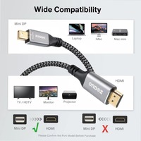 Câble Mini DP à ultra haute vitesse 48 Gbit/s pour moniteur, avec gaine en PVC, vente en gros du fabricant