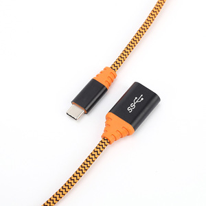 Cable de datos USB 3.0 Lung Kay, tipo C a A hembra, extensión OTG, trenzado de nailon, color naranja - Product Image 4