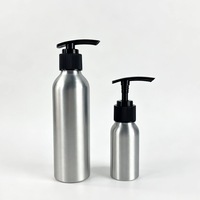 Botella de Aluminio Plateada de 50ml/150ml con Bomba Pulverizadora para Lociones, Dispensador Metálico Ecológico para Cuidado de la Piel, Aceites Esenciales, Recargable y Vacía