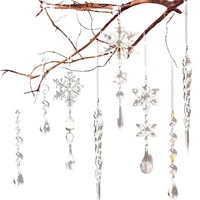Ornements de Noël transparents en acrylique, pendentifs flocons de neige et glaçons, décorations suspendues pour sapin de Noël, fête de fin d'année