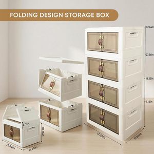 Boîte de rangement à chaussures moderne et élégante en plastique transparent crème, à un seul niveau, durable et multifonctionnelle, pour le salon - Product Image 2