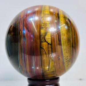 ลูกบอลคริสตัลไทเกอร์อายสีธรรมชาติขัดเงาสำหรับตกแต่งบ้านและเป็นของขวัญแร่ธาตุ ขายส่ง - Product Image 3