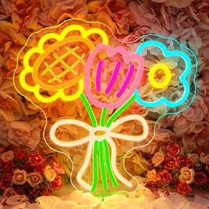 Flower Letreros Neon LED indoor hanging ambient light shop <b>sign</b> wall decoration light entrance indicator light luminous <b>sign</b> - Product Image 1