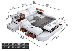 Vendita calda funzionale letto matrimoniale letto di lusso coppia con purificatore d'aria letto moderno in <span class=keywords><strong>pelle</strong></span> intelligente con poltrona massaggiante scatola di immagazzinaggio - Product Image 6