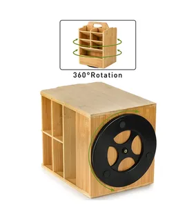 ที่เก็บปากกาหมุนได้ 360 องศา ทำจากไม้ไผ่ แบบมัลติฟังก์ชั่น 15 ช่อง สำหรับอุปกรณ์ศิลปะ วางบนโต๊ะ จุดินสอได้ 400 แท่ง สำหรับปากกามาร์คเกอร์ ใช้ในครัวและห้องนั่งเล่น - Product Image 5