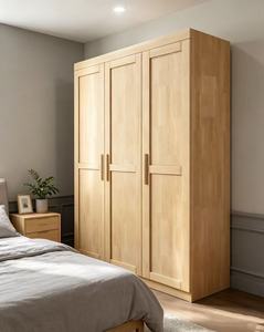 New Arrival Solid Wood Adjustable Freestanding 3-Door Wardrobe Closet for Bedroom Clothes Storage Organizer - Product Image 2