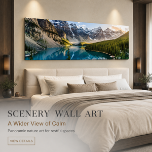 Tableau mural panoramique Montagne Lac <span class=keywords><strong>Paysage</strong></span> Forêt Vallée pour Salon Bureau Hôtel Lodge Intérieurs Naturels - Product Image 3