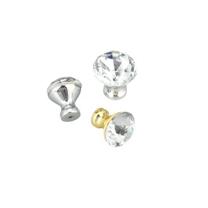 Kenop pintu kristal Aloi seng pegangan kristal berlian lubang tunggal pegangan pintu lemari pakaian pegangan laci bagian bawah emas - Product Image 2