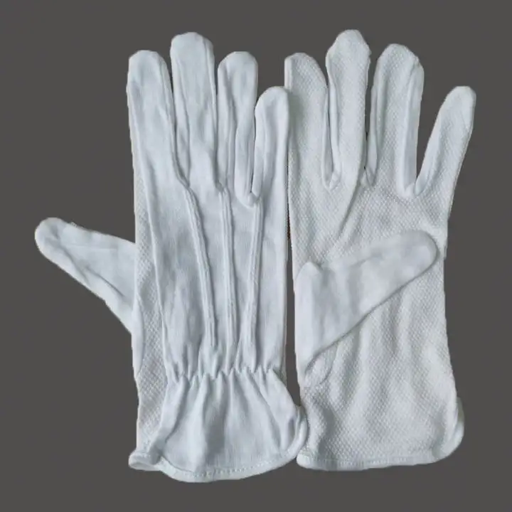 ถุงมือผ้าฝ้ายขนแกะยางรัดข้อมือ,สำหรับงานหนักสีดำสีขาวปาล์มหนังแยกสีเหลืองเสริมคุณภาพภายใน