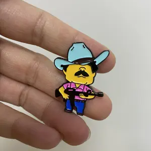Venta al por mayor logotipo personalizado El Chapo mexicano Metal esmalte solapa Pin para hombre sombrero de vaquero sombrero de béisbol Pin encantos para sombrero