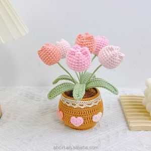 Decoración para el Hogar, Maceta de Flores Tejida a Crochet, Rosa, Margarita, Girasol, Planta en Maceta Hecha a Mano - Product Image 2