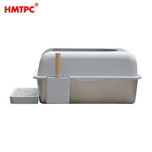 Toilette de luxe Jumbo fermé <span class=keywords><strong>porte</strong></span> avant rabat mise à niveau voyage Portable léger en plastique acier inoxydable 20L capacité litière <span class=keywords><strong>pour</strong></span> chat - Product Image 4