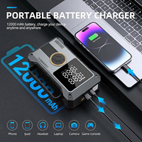Kit de démarrage d'urgence portable pour voiture 1500A 12V au lithium avec pompe à air, batterie externe et protection contre les surcharges, lampe de travail LED