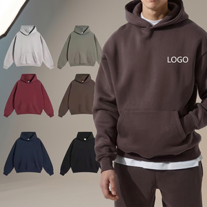 Sweat-shirt à capuche en molleton de coton pour homme, coupe classique, couleur unie, pull décontracté avec logo imprimé sur le devant, vêtement d'automne - Product Image 4