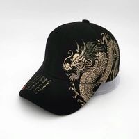 Elegante Gorra de Béisbol Unisex Ajustable de 6 Paneles con Patrón de Dragón Chino en Bordado 3D, Estilo Urbano, 100% Algodón Corduroy