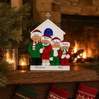 Ornement de Noël en résine de haute qualité pour la famille et l'église, motifs croix, cloche, fenêtre, chapeau, pull, écharpe, art populaire, durable, 6 couleurs