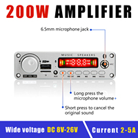 Amplificateur 200W Bluetooth 5.1 Carte de décodeur MP3 2*100W Lecteur audio 12V DIY Carte sans fil Radio FM de voiture Module TF USB Micro Enregistrement