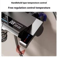 Ensemble de douche numérique LED en aluminium gris avec affichage LED, système de douche pluie à touches piano, mitigeur eau chaude et froide avec douchette à main