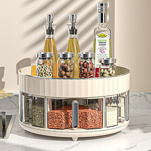 Rotating Seasoning Tray Double Layer Countertop Storage Rack 360 Degree Turntable Spice Organizer Kitchen Storage Holder - Product Image 1