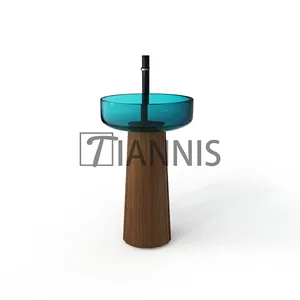 Soaking Free Stand Clear Glass Resin Wash Basin Solid Surface Resin Wash Basin for bathroom needed