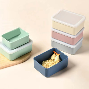 Conteneur alimentaire réutilisable en silicone, rectangulaire, étanche, compatible micro-ondes, portable, pour condiments, collations, bento - Product Image 1
