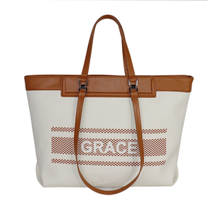 Bolso Tote para Mujer, de Algodón con Estampado de Letras, para Playa y Compras, Bolso Tote de Lona al por Mayor, de Gran Capacidad - Product Image 1