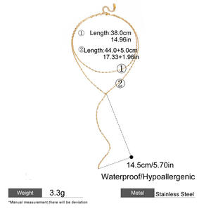 سلسلة من ERESI عبر الارتباط بطبقتين Y قلادة شرابة مطلية بالذهب عيار 18 من الفولاذ المقاوم للصدأ سلاسل عصرية قابلة للتعديل مجوهرات - Product Image 6
