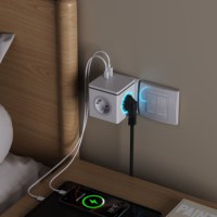 Prise murale universelle KC/EU à 3 prises, nouveau design, PD25W, portable, avec anneau lumineux pour l'insertion de la prise