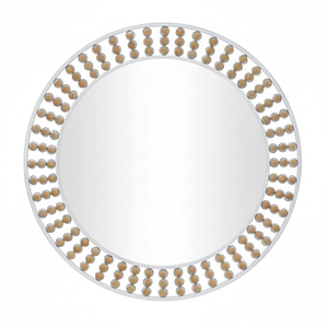 Maison urbaine la plus vendue fabriquée en Inde Miroir mural en métal noir avec détails en bois perlé brun, 31 "X 2" X 31" - Product Image 1