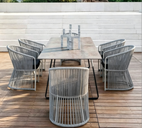 Ensemble de meubles de jardin en métal pour villa moderne minimaliste, table et chaises pour repas de loisirs en plein air