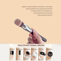Kuas Makeup Datar Bersudut untuk Foundation & Contour, Kuas Blending Wajah Tunggal Sintetis Lembut, Logo Kustom Grosir