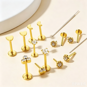 20G/18G/16G Threadless Push-in Tragus Conch Cartilage Flat Back Helix Labret Monroe <strong>Lip</strong> Ring Daith Piercing Jewelry - Product Image 3