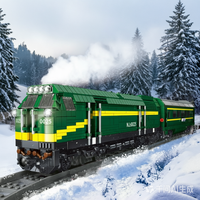 Jouets en blocs transfrontaliers |   Locomotive diesel verte télécommandée électrique pour garçons et filles, modèle à assembler