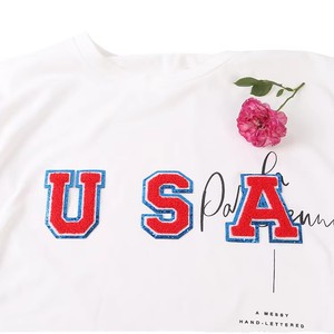 Venta al por mayor Varsity Chaquetas cortas EE. UU. Parches Aplique <span class=keywords><strong>Pegamento</strong></span> <span class=keywords><strong>en</strong></span> hierro <span class=keywords><strong>en</strong></span> purpurina azul y parches de letras de chenilla roja - Product Image 3