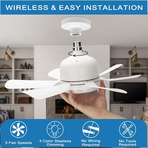 16inch 3cct Dimmable E27 B22 ổ cắm dẫn bóng đèn cho phòng ngủ phòng khách điều khiển từ xa hugger 6 lưỡi quạt trần với đèn - Product Image 3