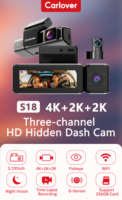 Caméra embarquée Carlover AI 4K GPS Fisheye 3 canaux 5G WIFI, enregistreur vidéo de voiture caché à triple objectif, garantie d'usine d'un an