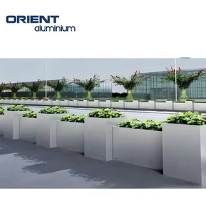 Pot de fleur <span class=keywords><strong>rectangulaire</strong></span> pour jardin extérieur <span class=keywords><strong>Jardinière</strong></span> murale en aluminium avec blocs de <span class=keywords><strong>béton</strong></span> Pots à revêtement en poudre à motif carré et finition noire - Product Image 3
