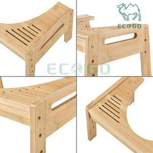 Taburete de baño de bambú natural, Banco de inodoro impermeable, taburete de baño hecho a mano para adultos - Product Image 5