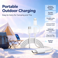 Câble de charge tressé premium 2 en 1 |   Câble USB C vers Type C L |   Câble tressé durable de 1 m avec charge rapide PD 60W |   Bureau de voyage